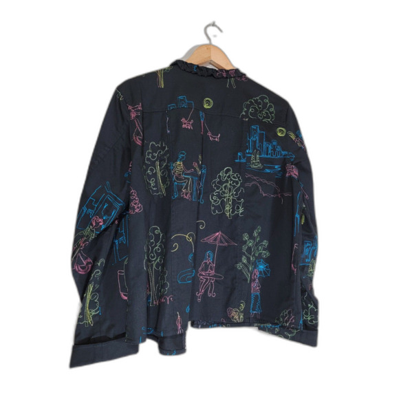 Coldwater Creek Colorful Embroidered Cardigan Shirt - Large - Picture 2 of 7